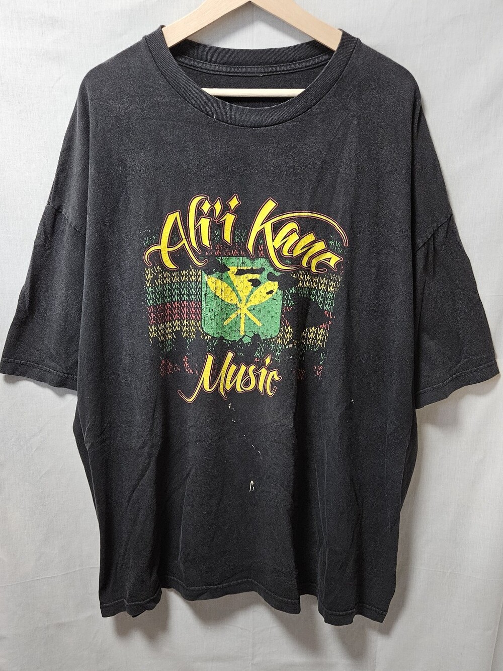 Alii Kane Music Black Graphic Tee with Yellow & Green Print no Tag Sz 2XL